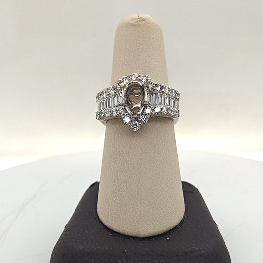 DIAMOND SEMI MOUNT RING FOR A PEAR SHAPED DIAMOND WHITE GOLD