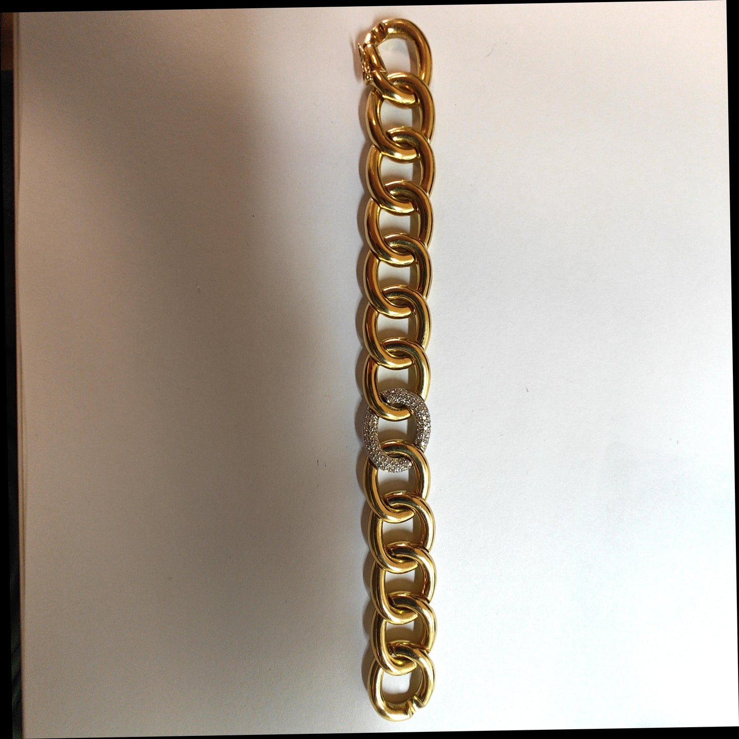 CUSTOM MADE HEAVY DIAMOND LINK BRACELET 1.18CTW YELLOW GOLD