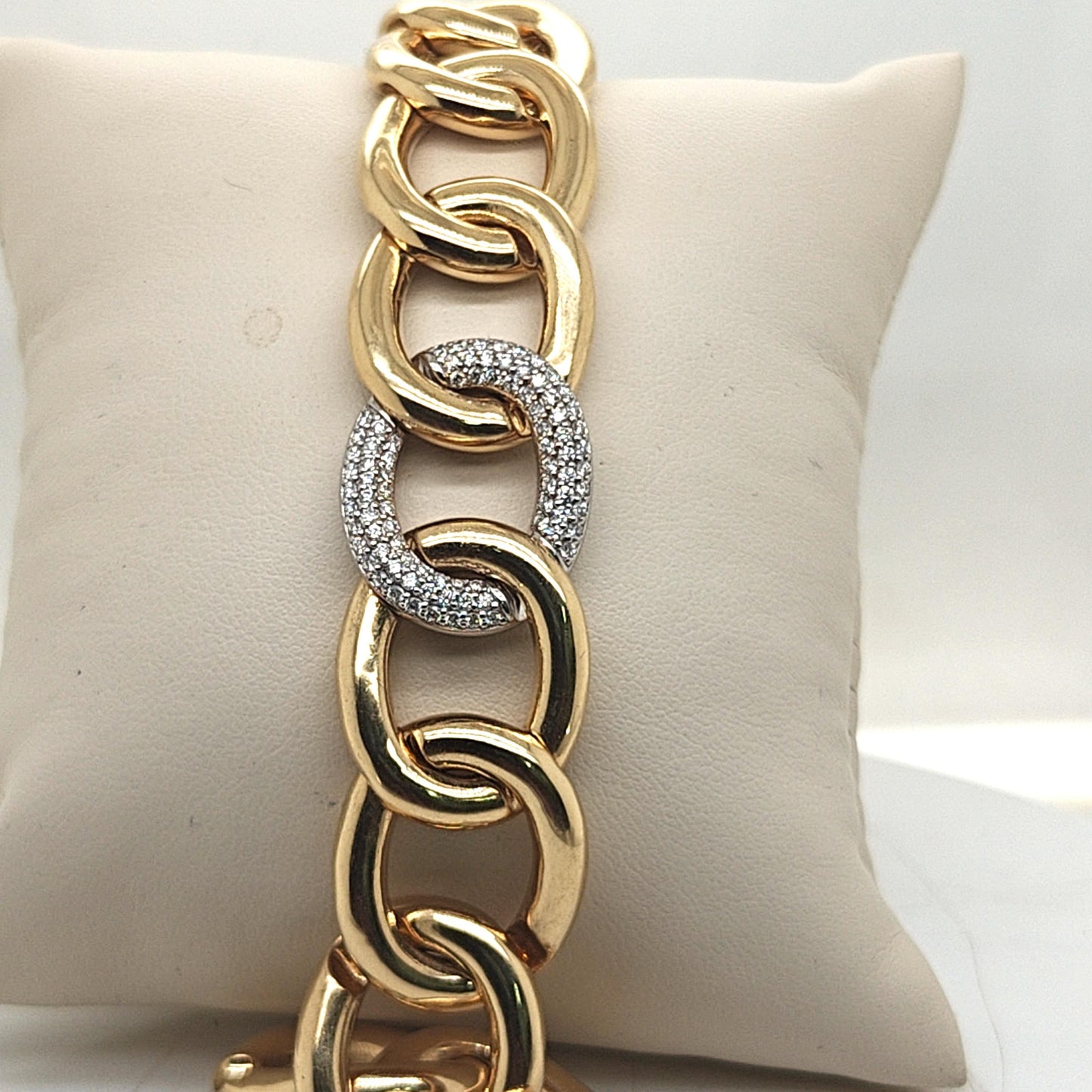 CUSTOM MADE HEAVY DIAMOND LINK BRACELET 1.18CTW YELLOW GOLD