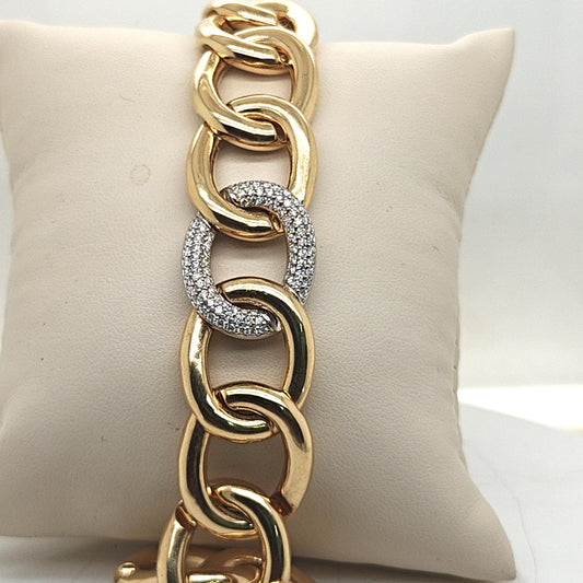 CUSTOM MADE HEAVY DIAMOND LINK BRACELET 1.18CTW YELLOW GOLD