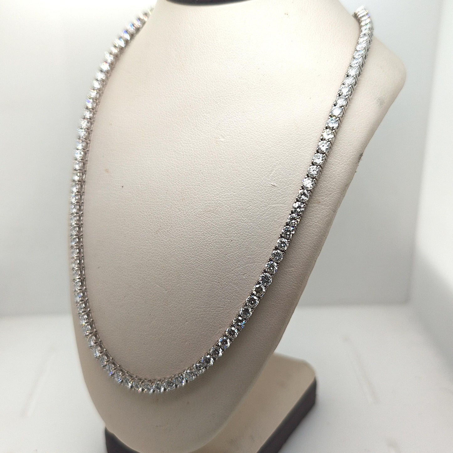 DIAMOND TENNIS NECKLACE 20.18CTW WHITE GOLD 24" LONG