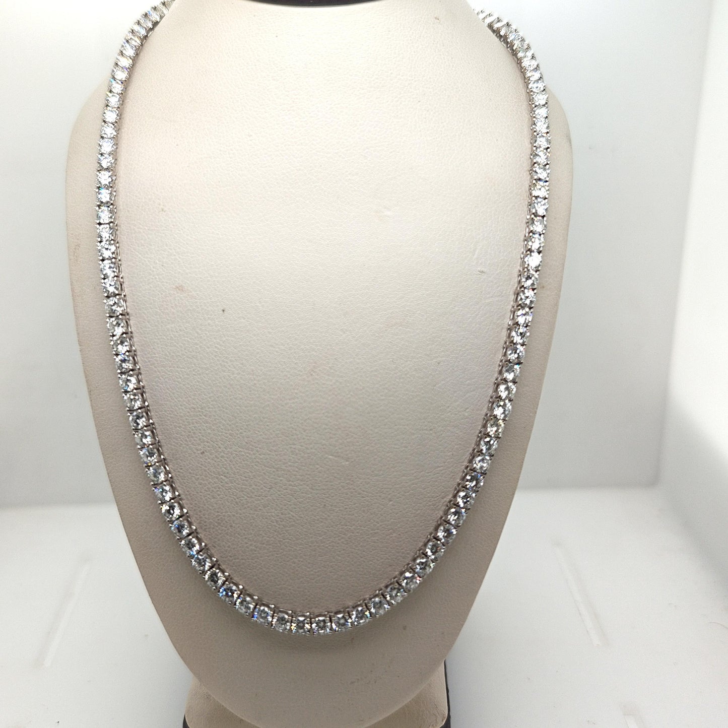 DIAMOND TENNIS NECKLACE 20.18CTW WHITE GOLD 24" LONG