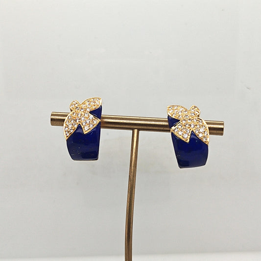 DIAMOND AND ENAMEL BIRD MOTIF EARRINGS YELLOW GOLD