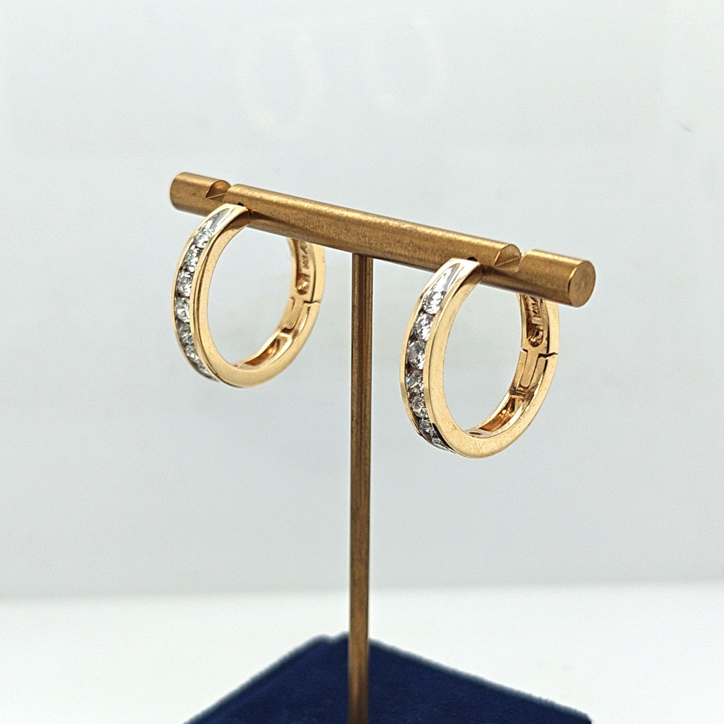 DIAMOND HOOP HUGGIE HOOP EARRINGS 2.05CTW YELLOW GOLD