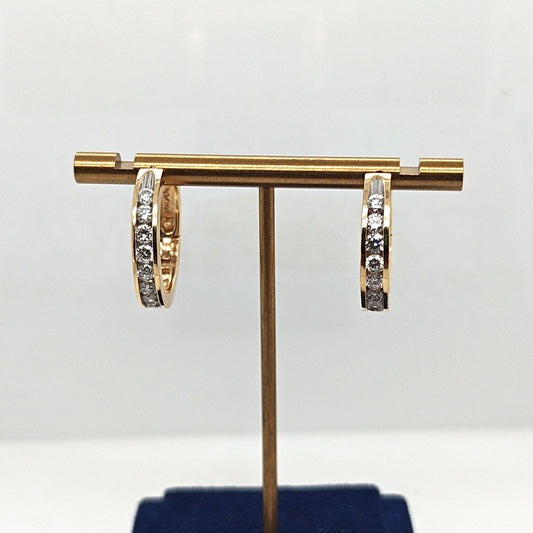 DIAMOND HOOP HUGGIE HOOP EARRINGS 2.05CTW YELLOW GOLD