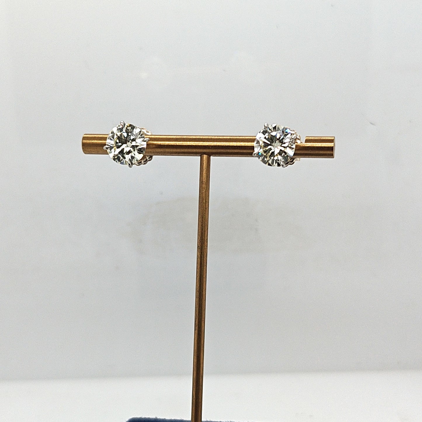 DIAMOND STUD EARRINGS 5.78CTW MARTINI STYLE HAND MADE PLATINUM