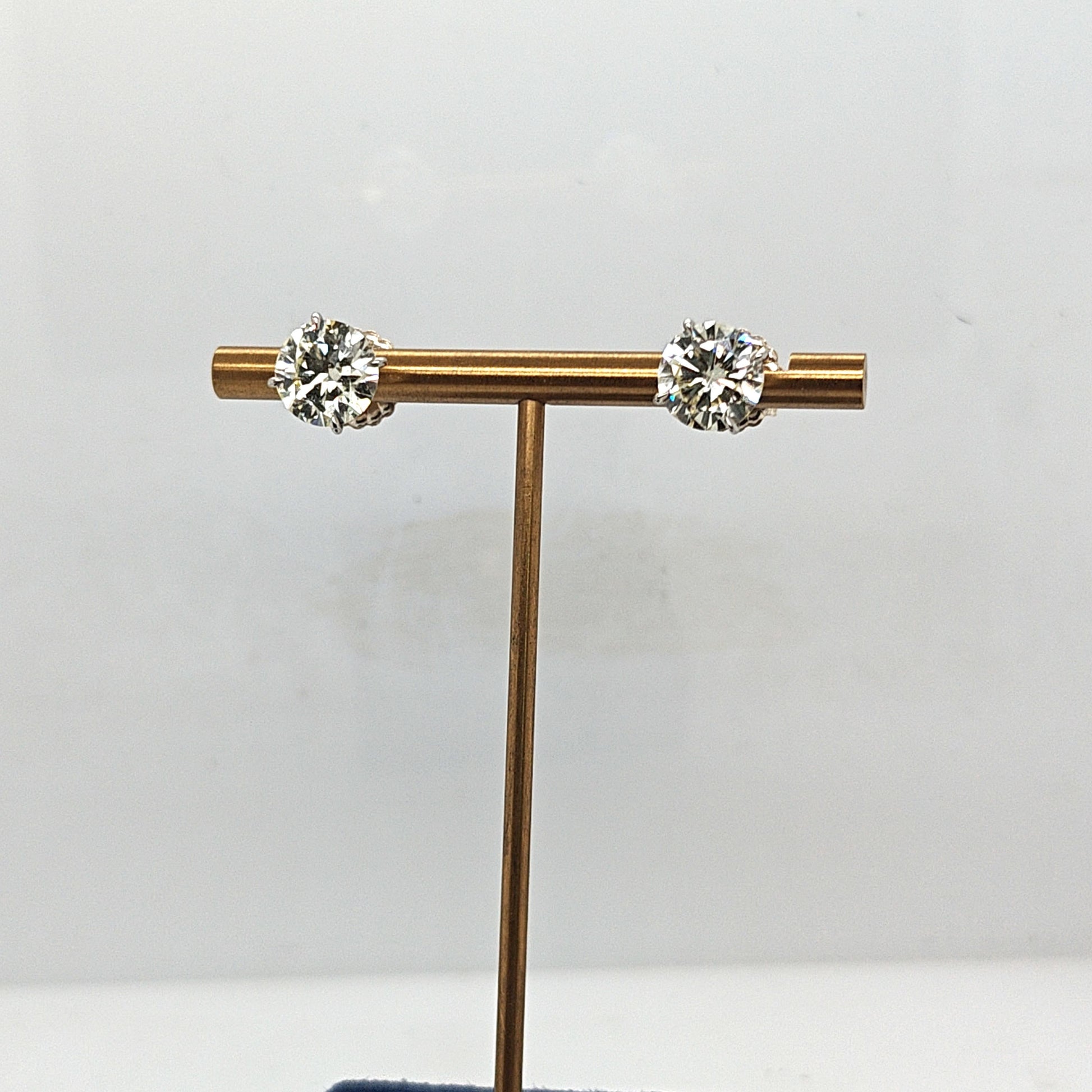 DIAMOND STUD EARRINGS 5.78CTW MARTINI STYLE HAND MADE PLATINUM