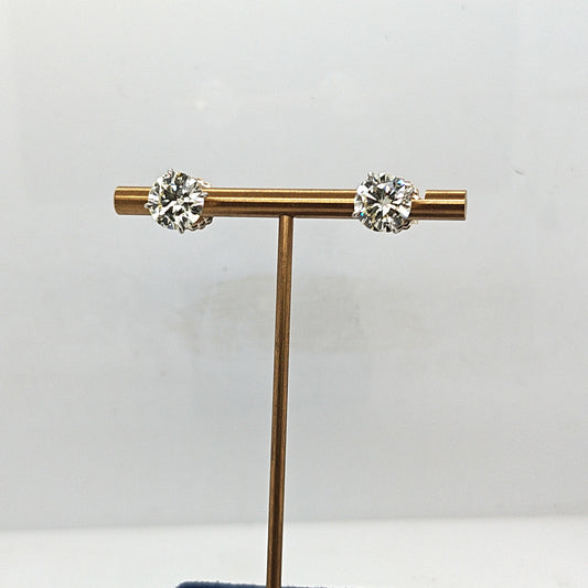 DIAMOND STUD EARRINGS 5.78CTW MARTINI STYLE HAND MADE PLATINUM
