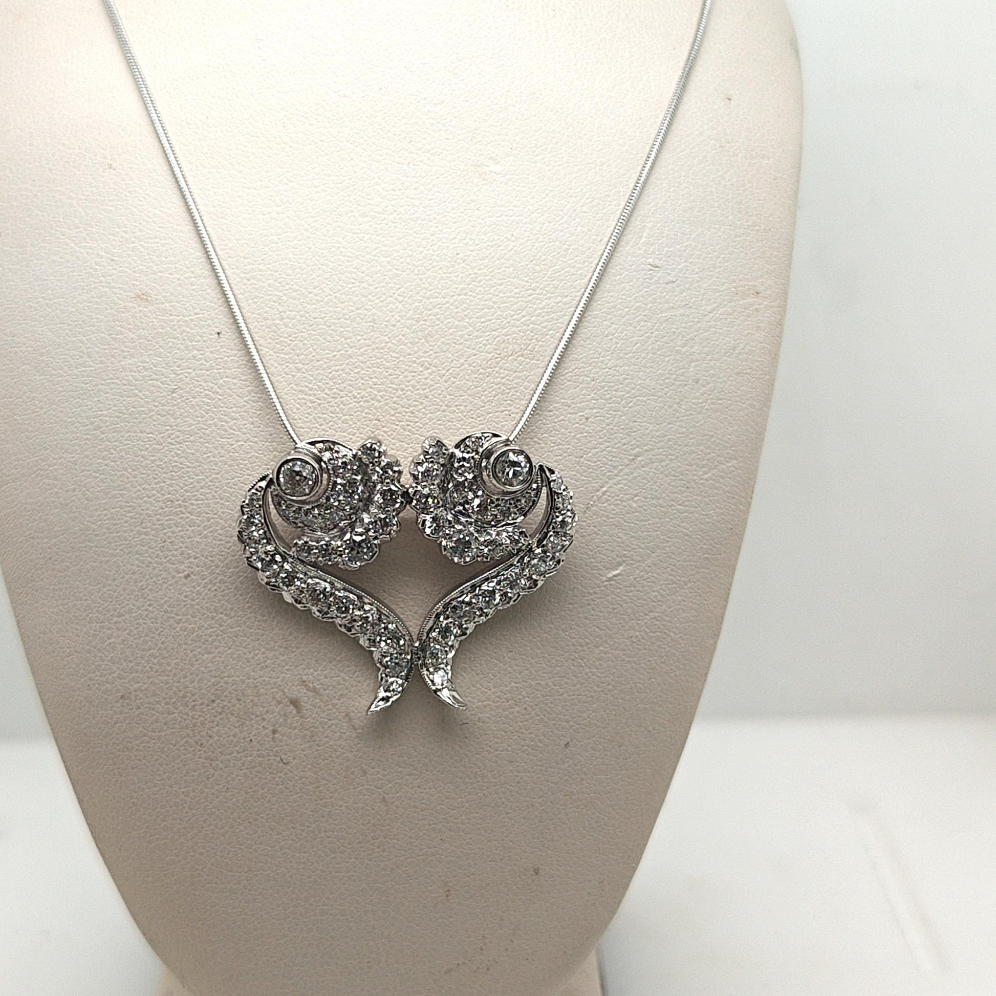 DIAMOND CUSTOM HEART PENDANT NECKLACE 2.35CTW PLATINUM