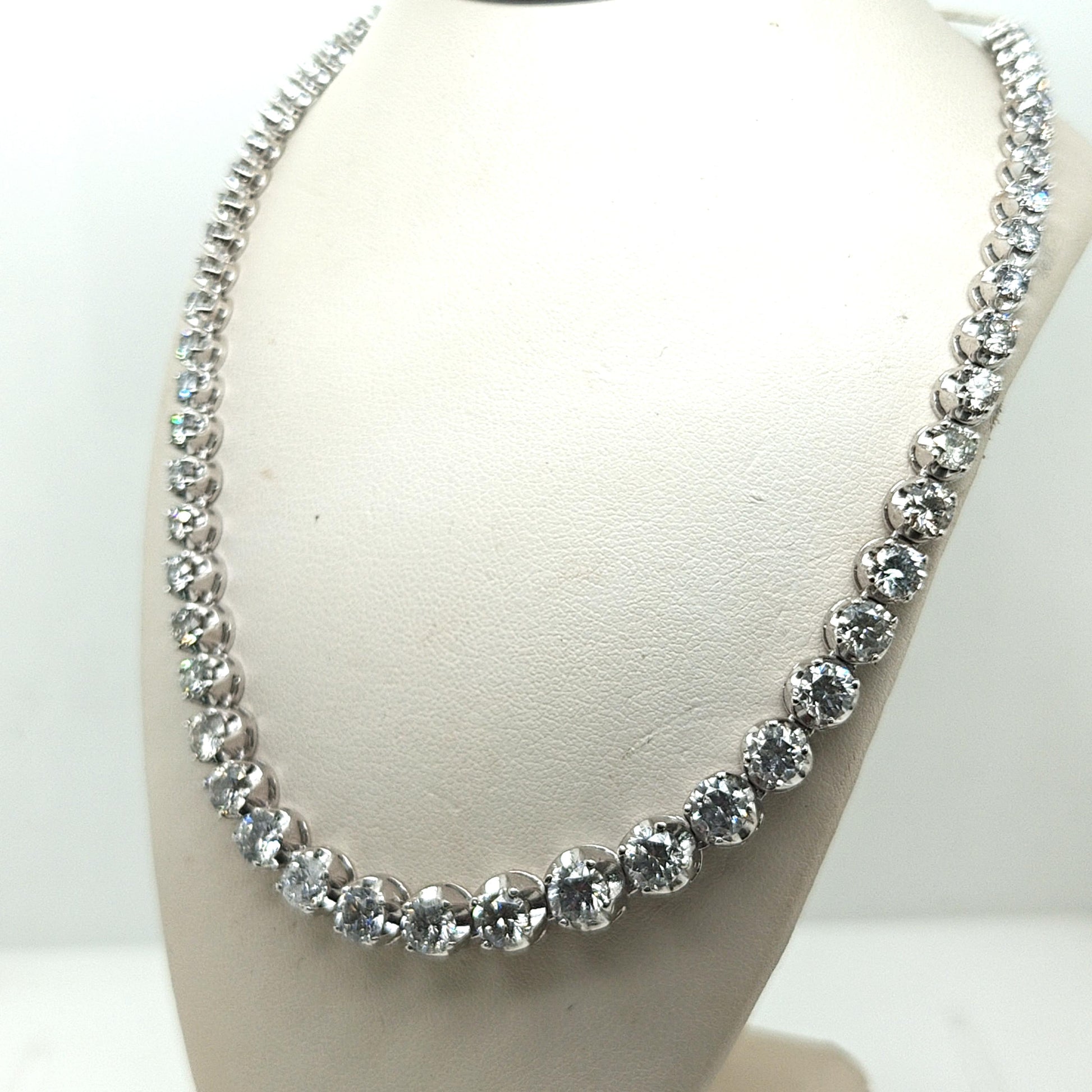 GRADUATED DIAMOND TENNIS NECKLACE 10.36CTW WHITE GOLD