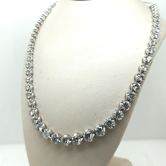 GRADUATED DIAMOND TENNIS NECKLACE 10.36CTW WHITE GOLD