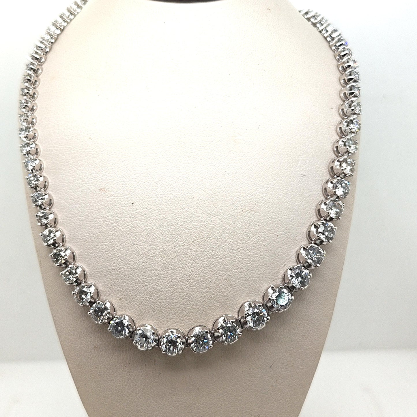 GRADUATED DIAMOND TENNIS NECKLACE 10.36CTW WHITE GOLD