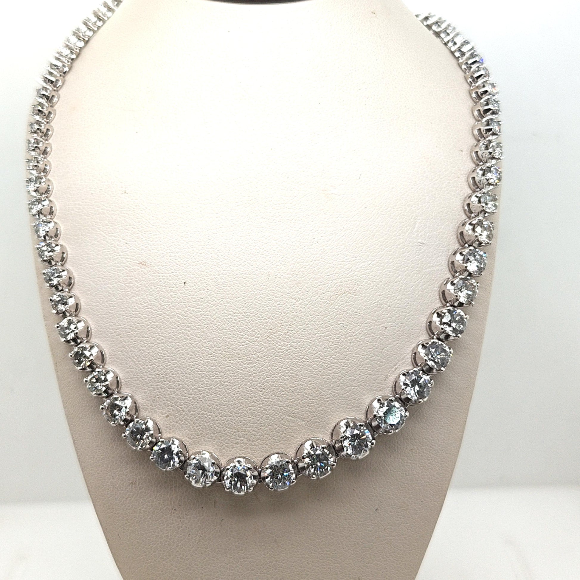 GRADUATED DIAMOND TENNIS NECKLACE 10.36CTW WHITE GOLD