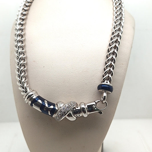 SOHO WHITE GOLD ENAMEL 1.00CTW DIAMOND NECKLACE