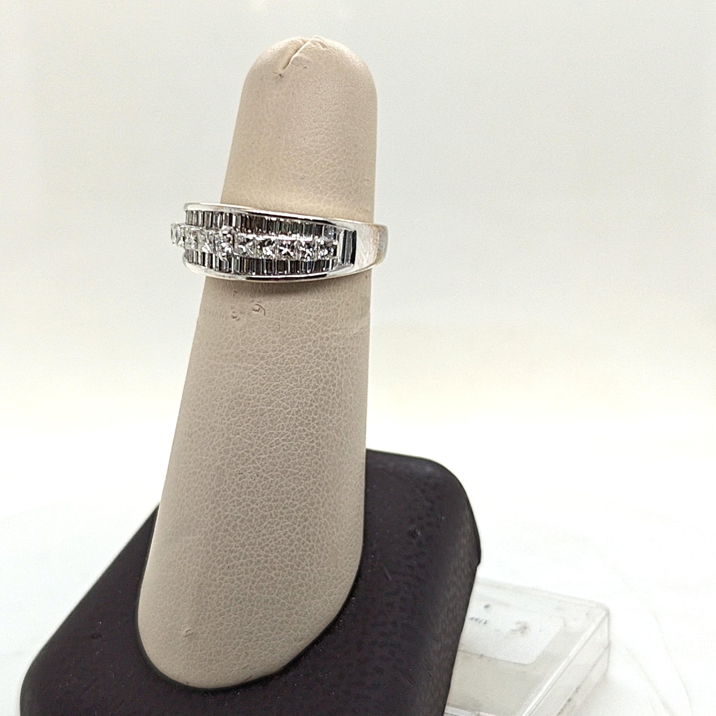 DIAMOND CHANNEL SET BAGUETTE AND PRINCESS BAND RING 1.86CTW WHITE GOLD