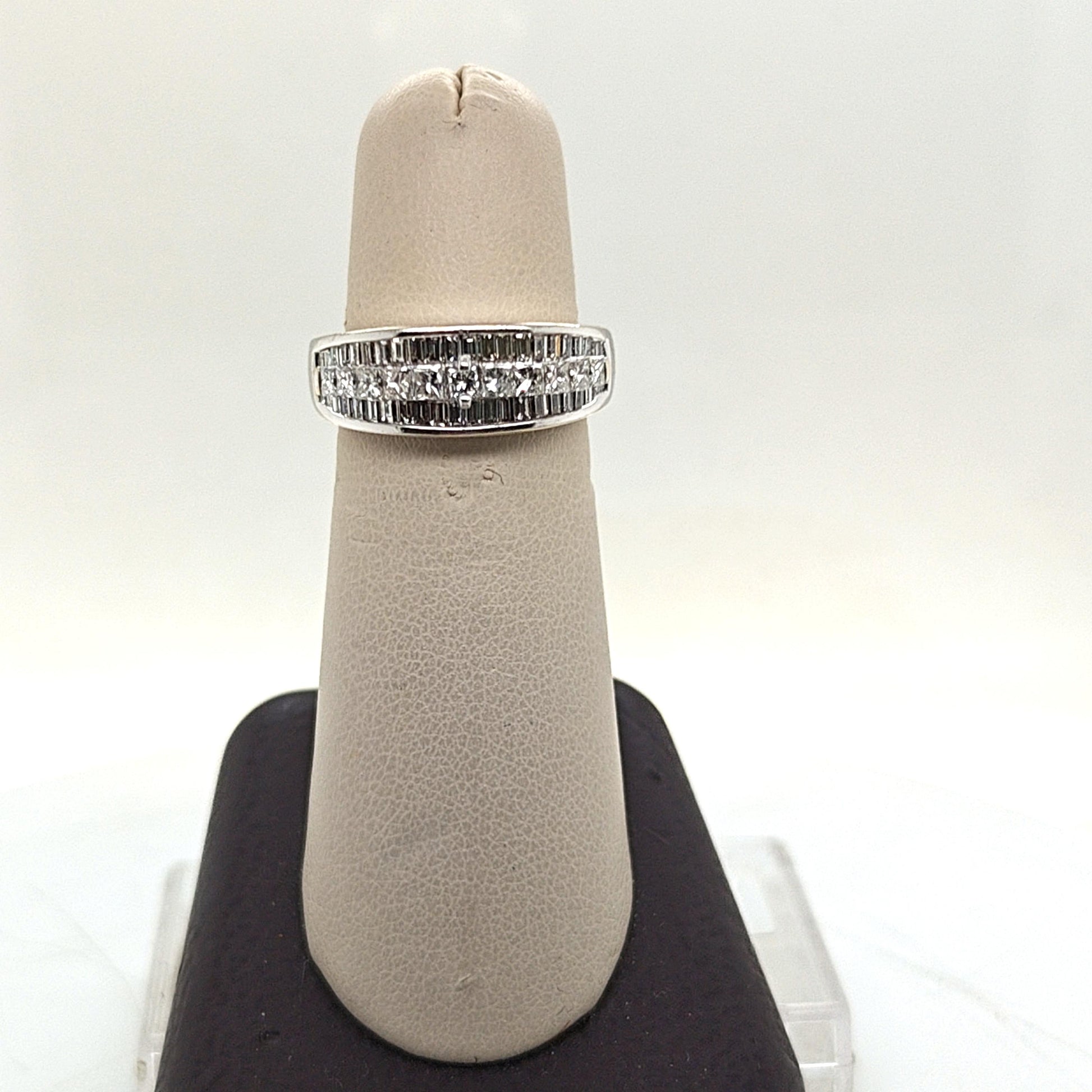 DIAMOND CHANNEL SET BAGUETTE AND PRINCESS BAND RING 1.86CTW WHITE GOLD