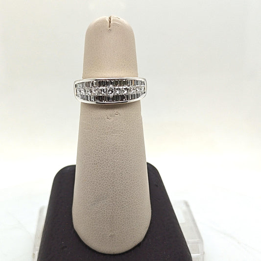 DIAMOND CHANNEL SET BAGUETTE AND PRINCESS BAND RING 1.86CTW WHITE GOLD