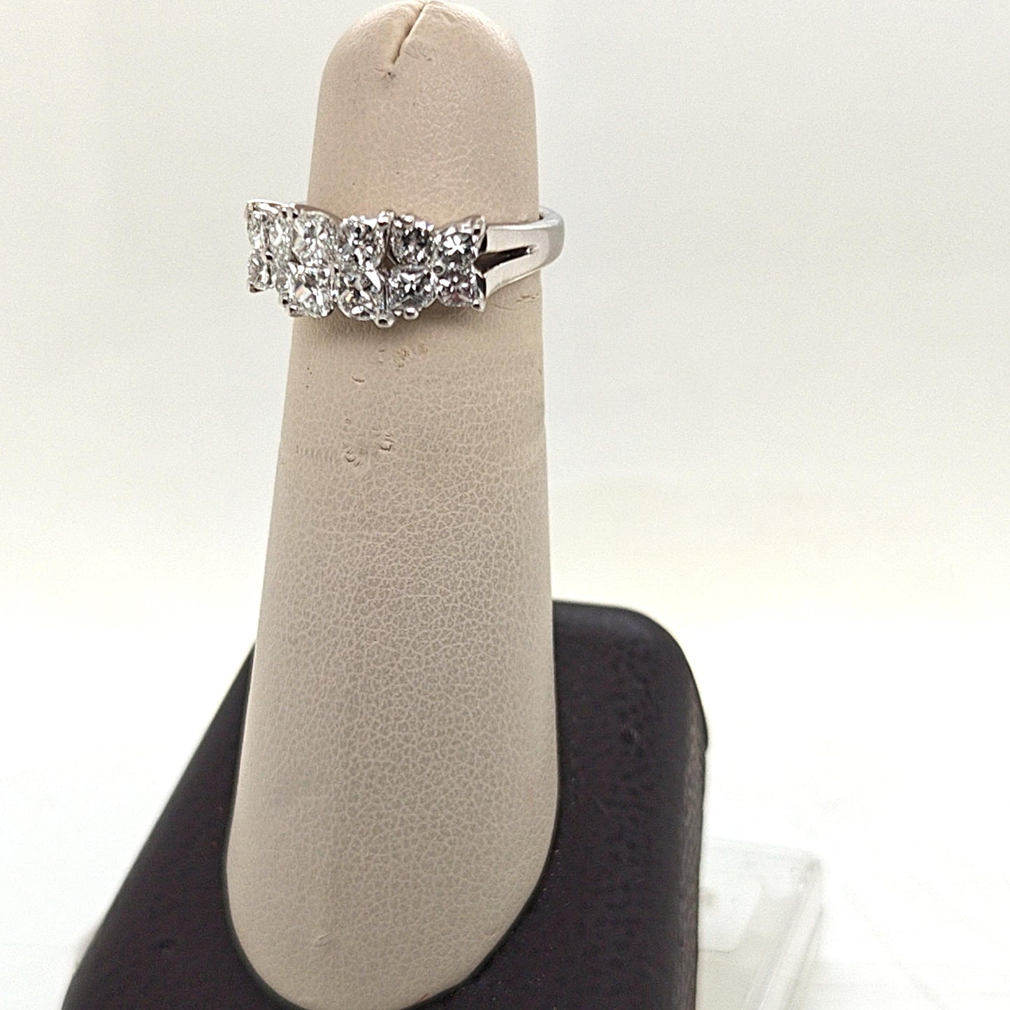 DIAMOND TWO ROW HONEYCOMB BAND RING 2.08CTW PLATINUM