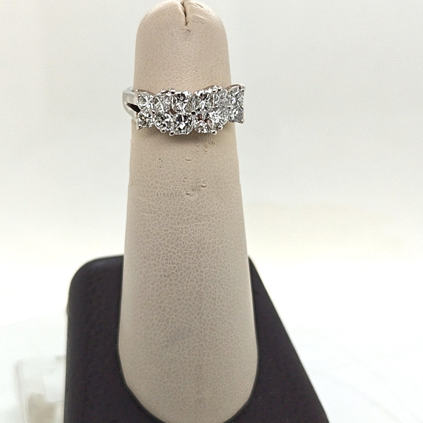 DIAMOND TWO ROW HONEYCOMB BAND RING 2.08CTW PLATINUM