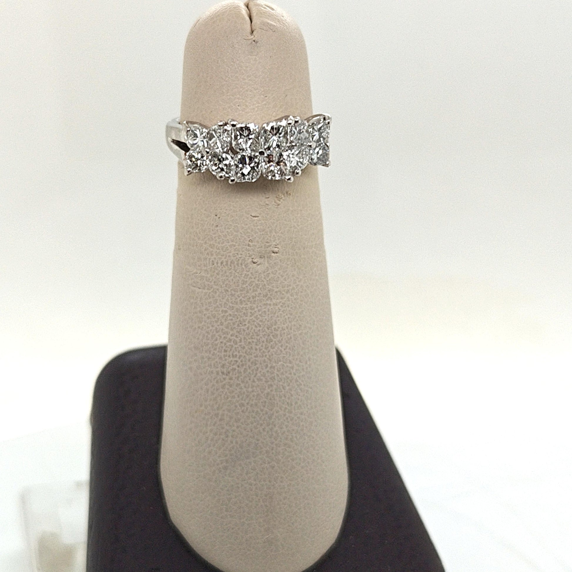 DIAMOND TWO ROW HONEYCOMB BAND RING 2.08CTW PLATINUM