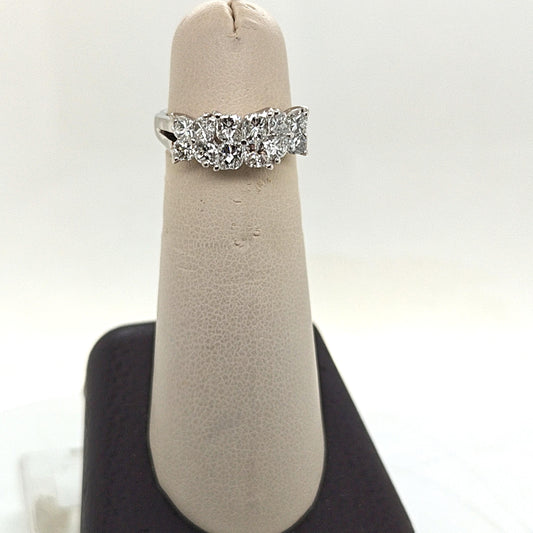 DIAMOND TWO ROW HONEYCOMB BAND RING 2.08CTW PLATINUM