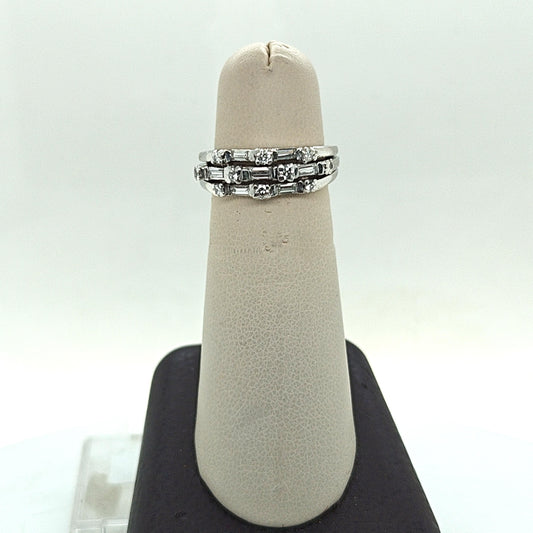 DIAMOND THREE ROW PLATINUM BAND RING 0.60CTW