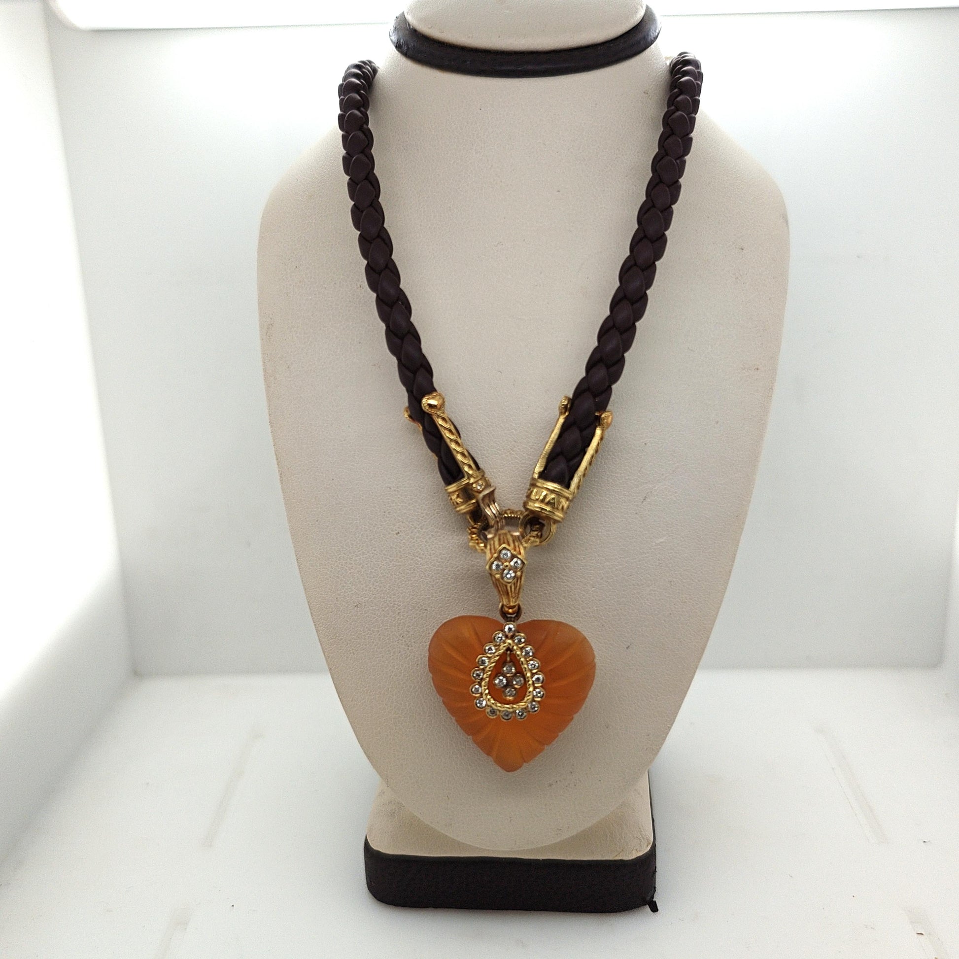 STAMBOLIAN CANDY HEART DIAMOND PENDANT NECKLACE YELLOW GOLD