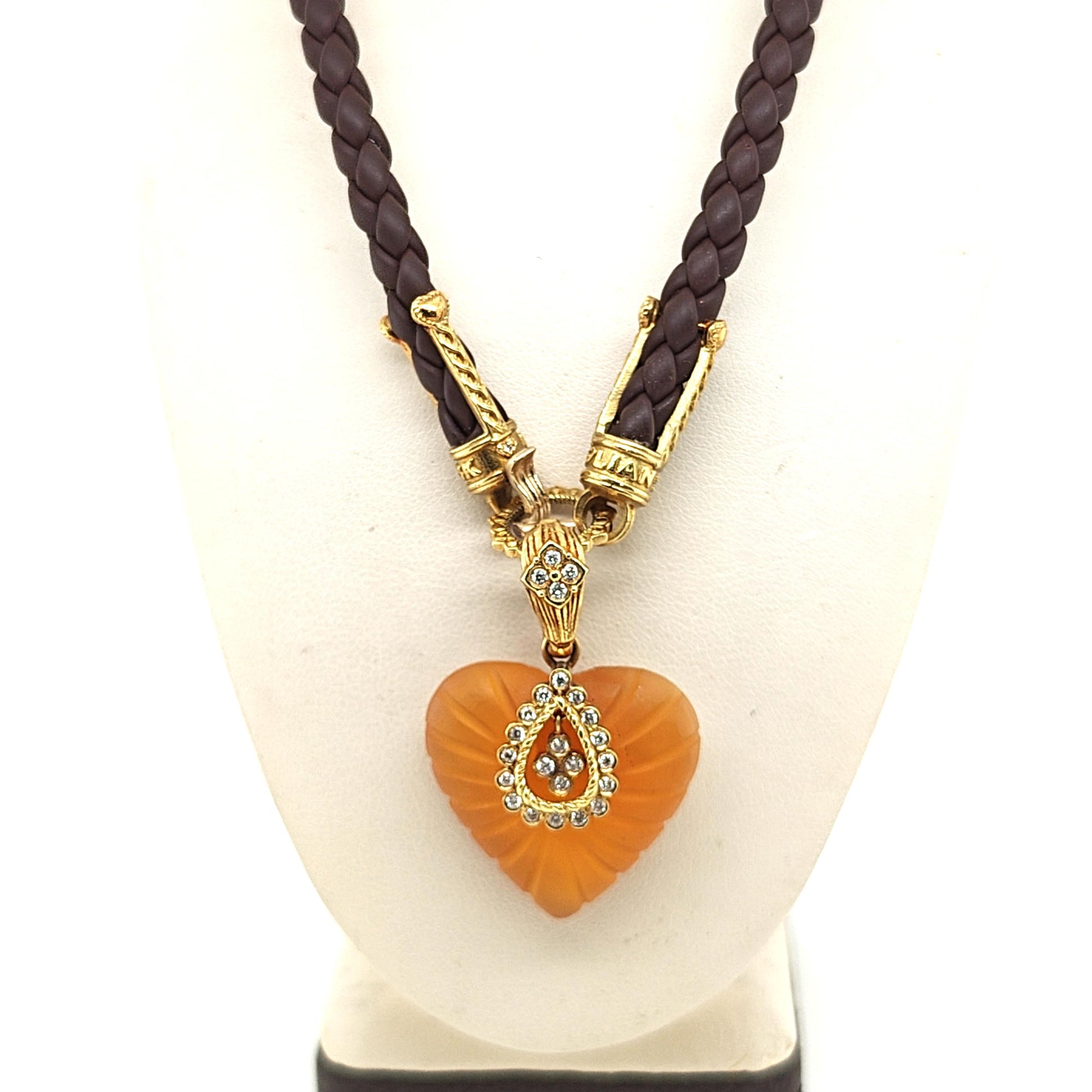 STAMBOLIAN CANDY HEART DIAMOND PENDANT NECKLACE YELLOW GOLD