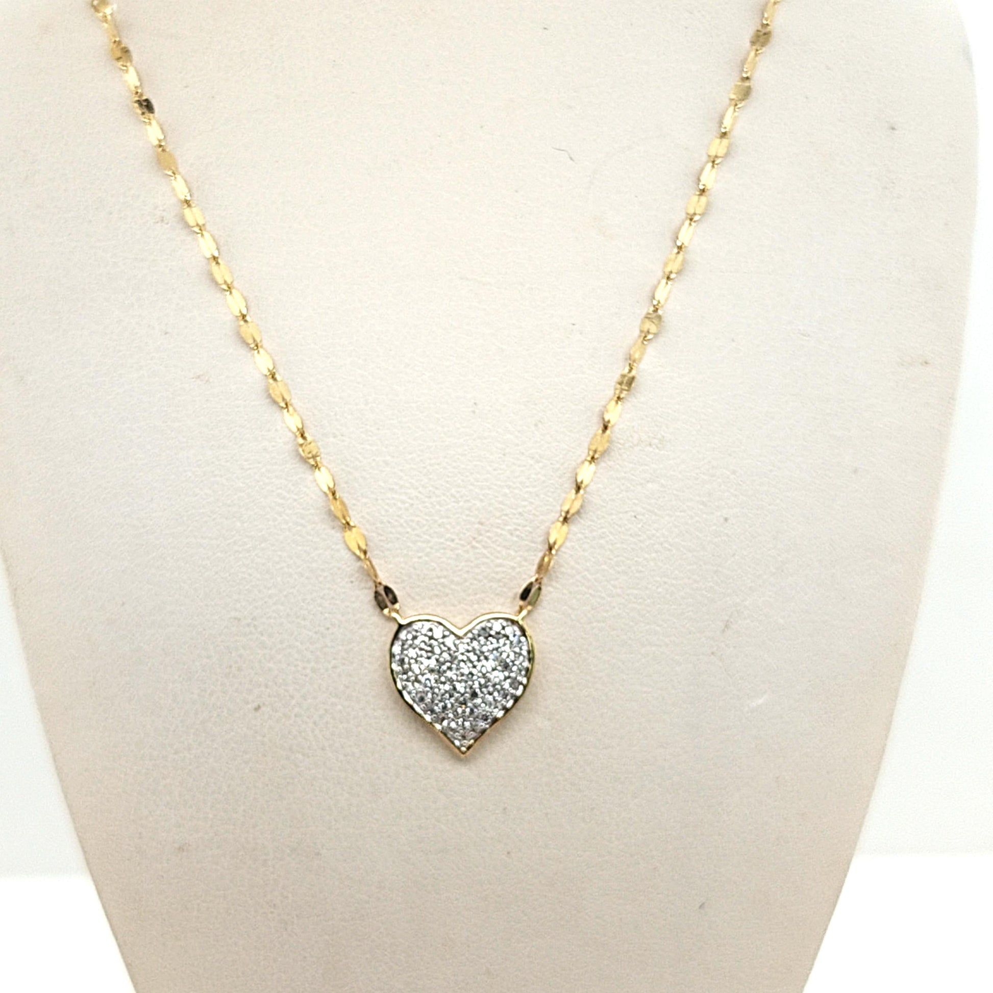 DIAMOND PAVE SMALL HEART PENDANT NECKLACE YELLOW GOLD