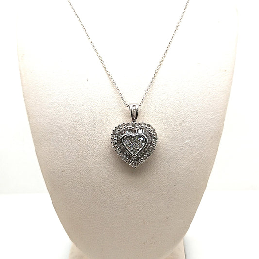 DIAMOND HEART SHAPE CLUSTER PENDANT 1.30CTW WHITE GOLD