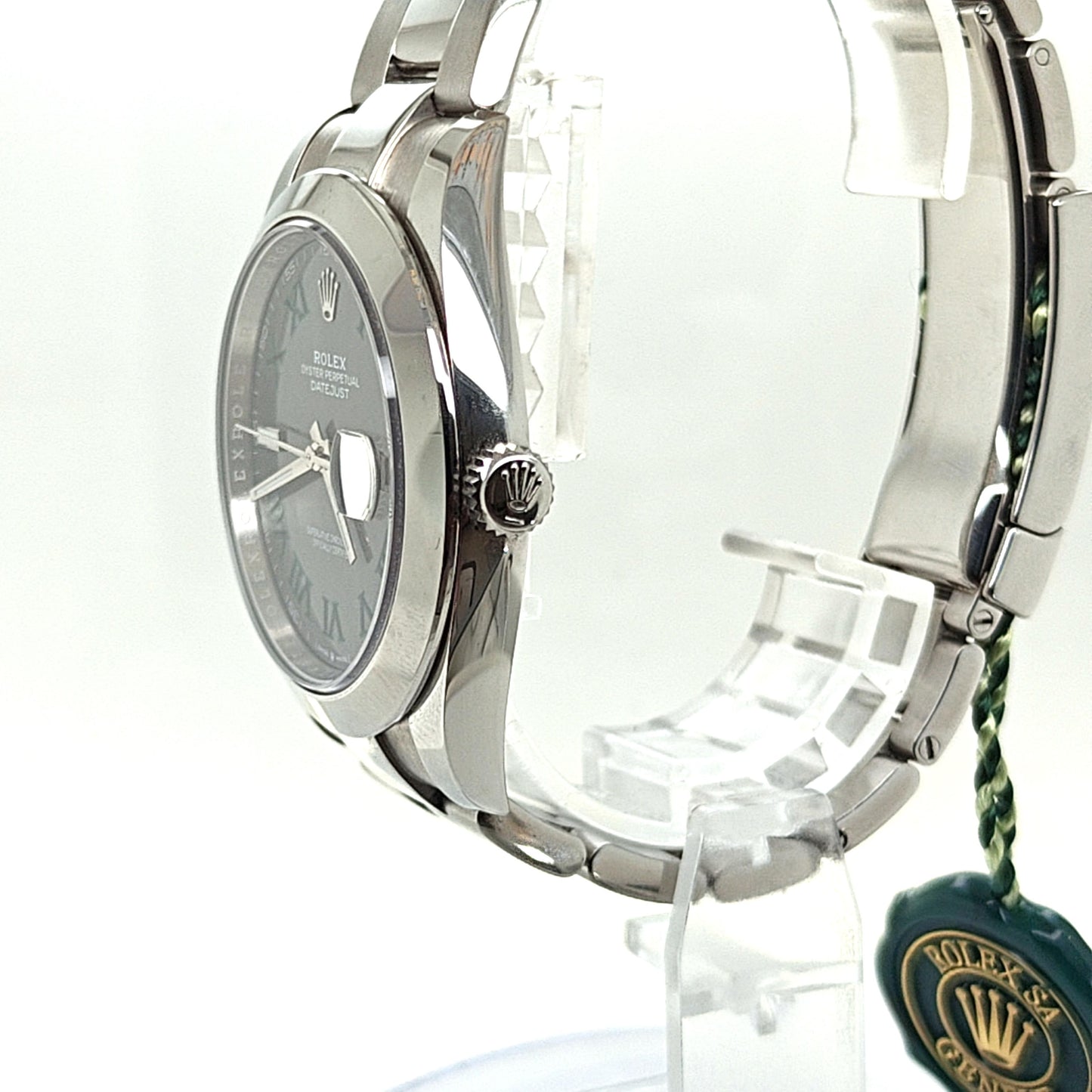 ROLEX DATEJUST WIMBLEDON WATCH 41MM OYSTER STEEL SMOOTH BEZEL