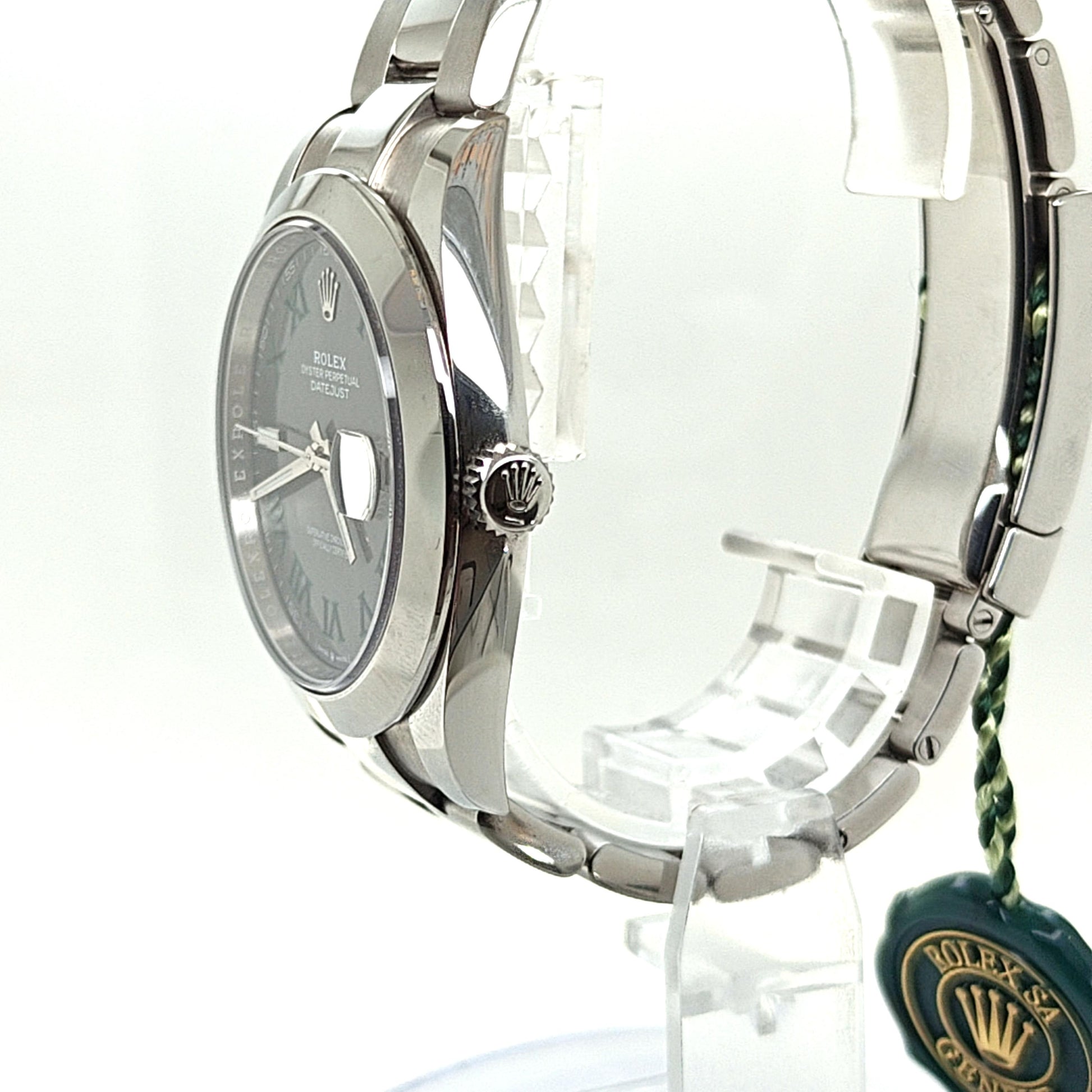 ROLEX DATEJUST WIMBLEDON WATCH 41MM OYSTER STEEL SMOOTH BEZEL