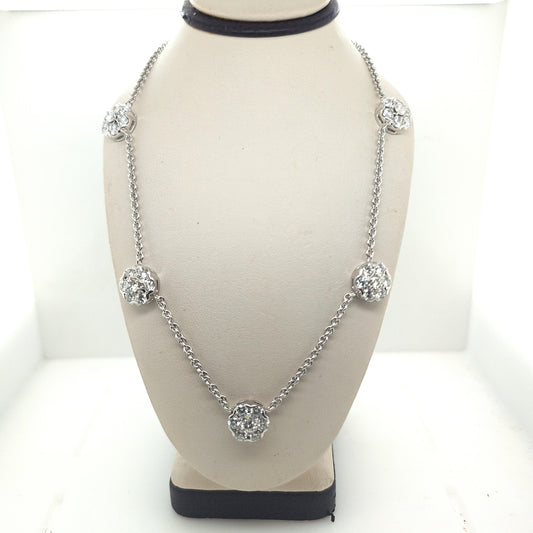 DIAMOND FIVE CIRCLE CLUSTER NECKLACE 5.35CTW WHITE GOLD