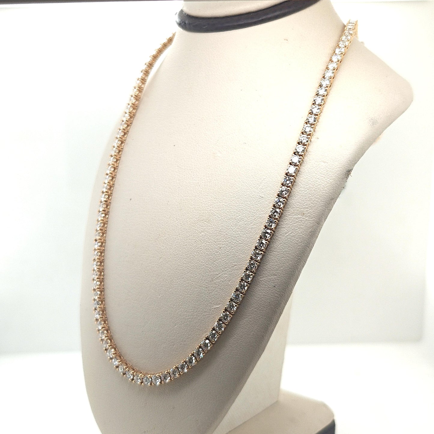 LAB DIAMOND TENNIS NECKLACE 11.45CTW YELLOW GOLD