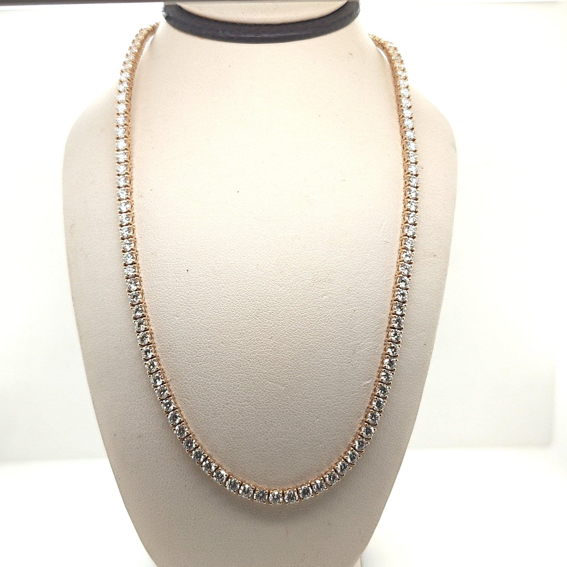 LAB DIAMOND TENNIS NECKLACE 11.45CTW YELLOW GOLD