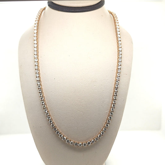 LAB DIAMOND TENNIS NECKLACE 11.45CTW YELLOW GOLD
