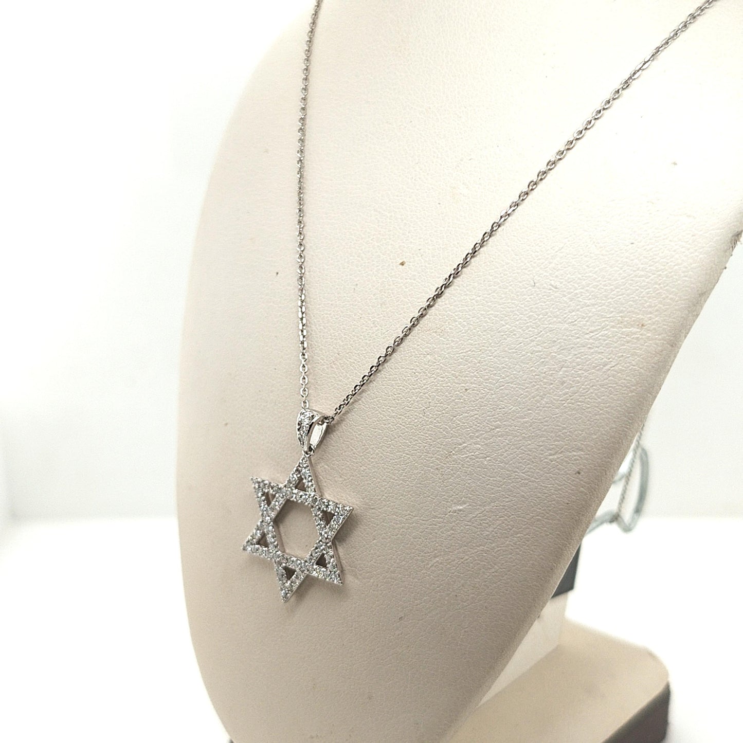 DIAMOND STAR OF DAVID PENDANT NECKLACE 0.80CTW WHITE GOLD