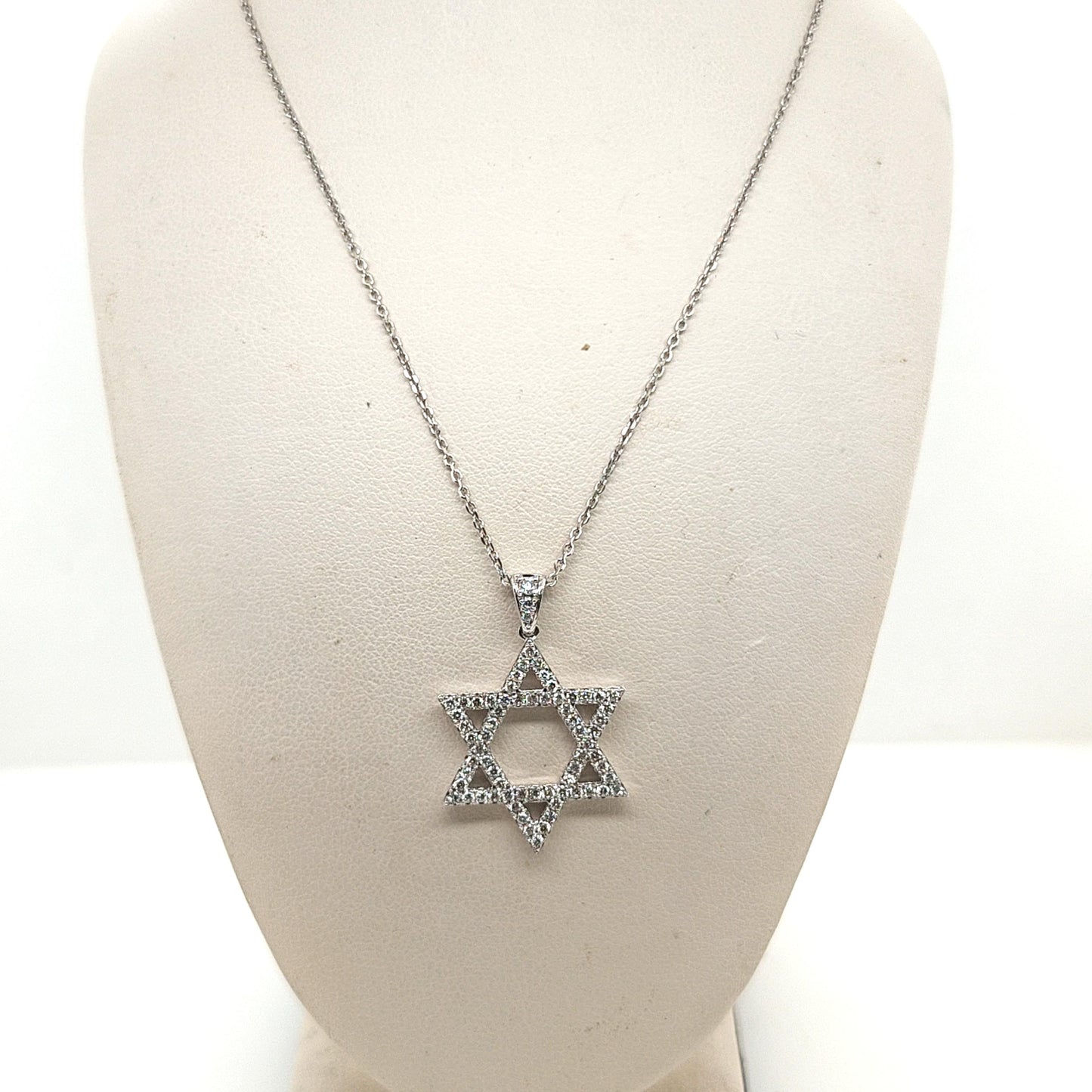 DIAMOND STAR OF DAVID PENDANT NECKLACE 0.80CTW WHITE GOLD