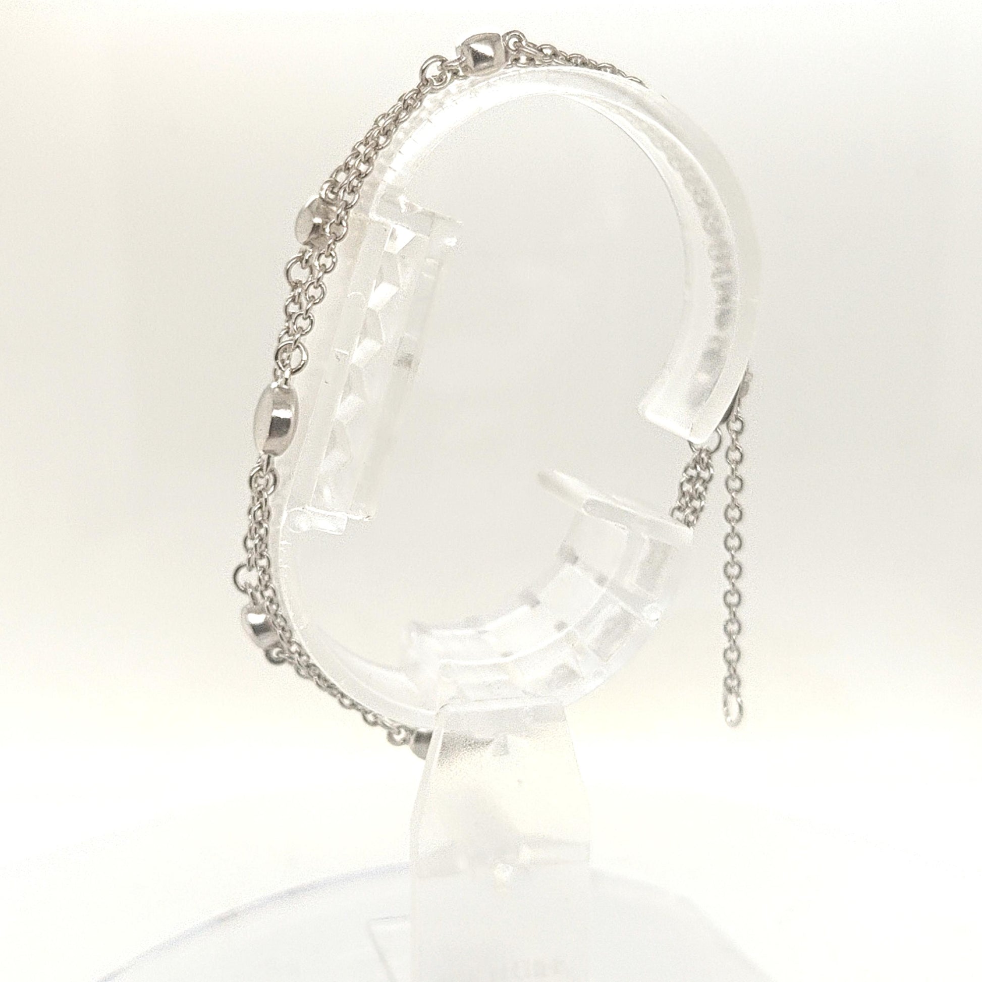 LADIES PLATINUM DOUBLE CHAIN BRACELET