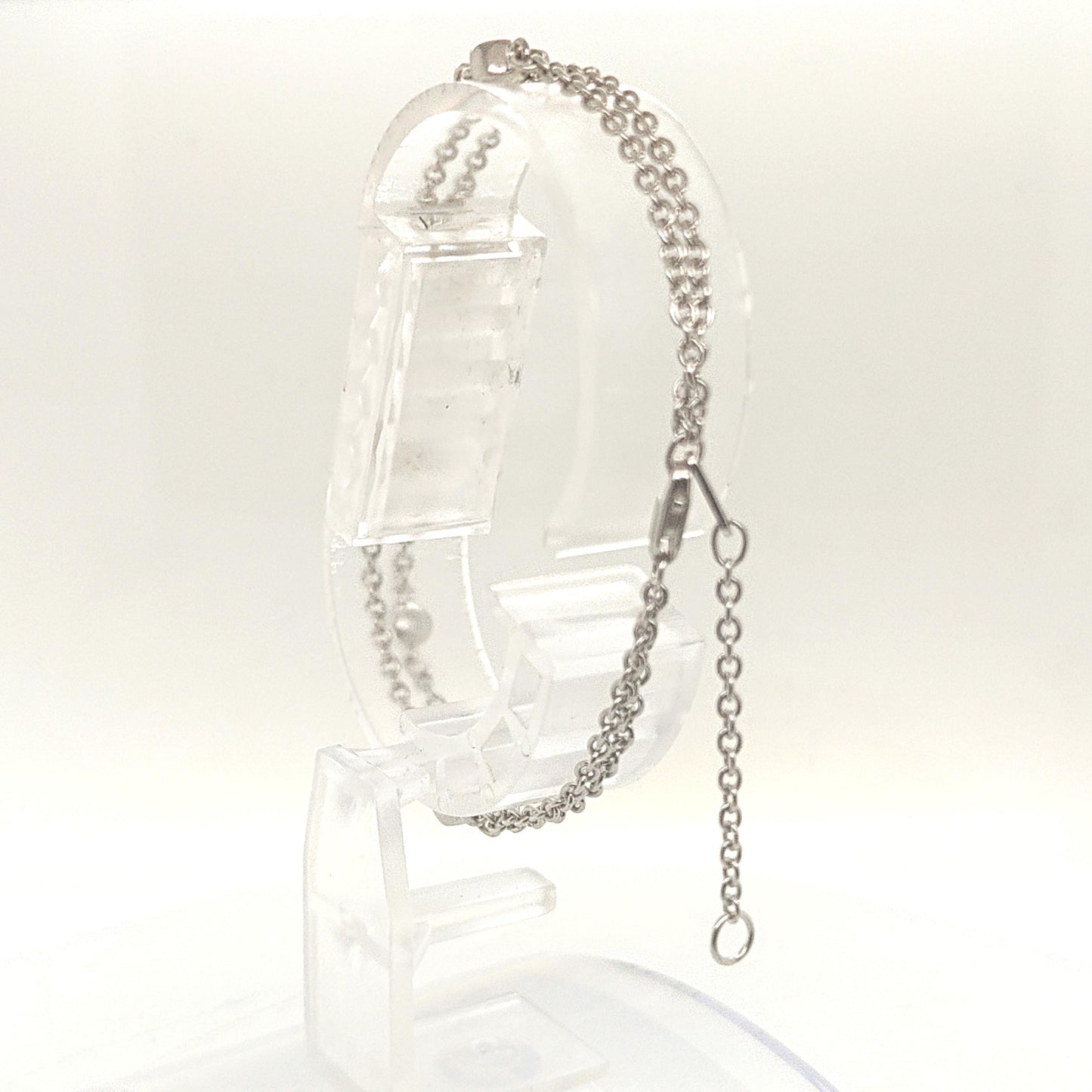 LADIES PLATINUM DOUBLE CHAIN BRACELET
