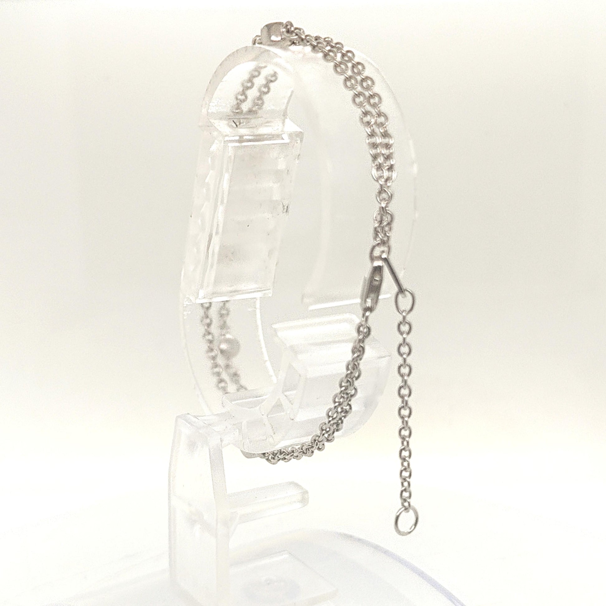 LADIES PLATINUM DOUBLE CHAIN BRACELET