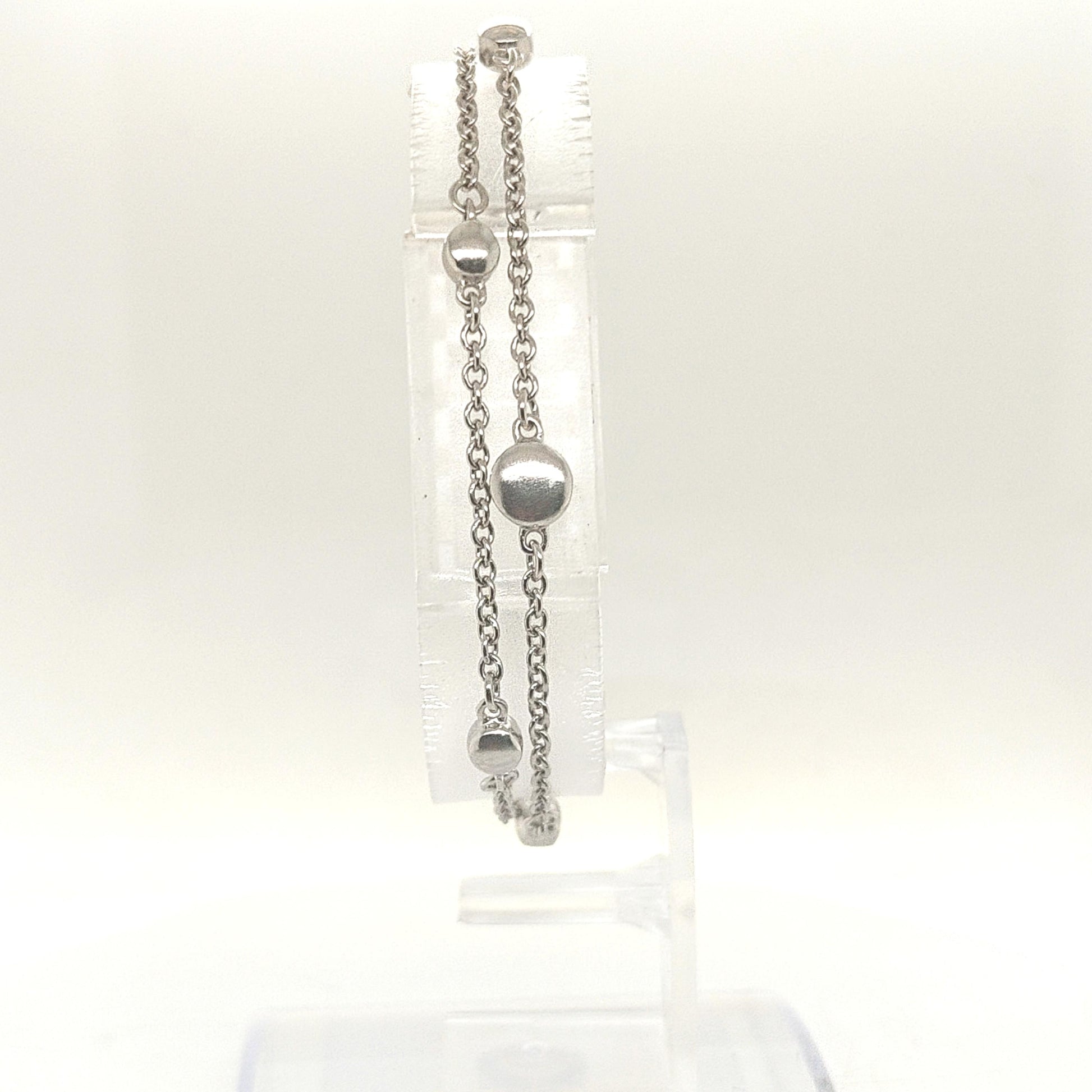 LADIES PLATINUM DOUBLE CHAIN BRACELET