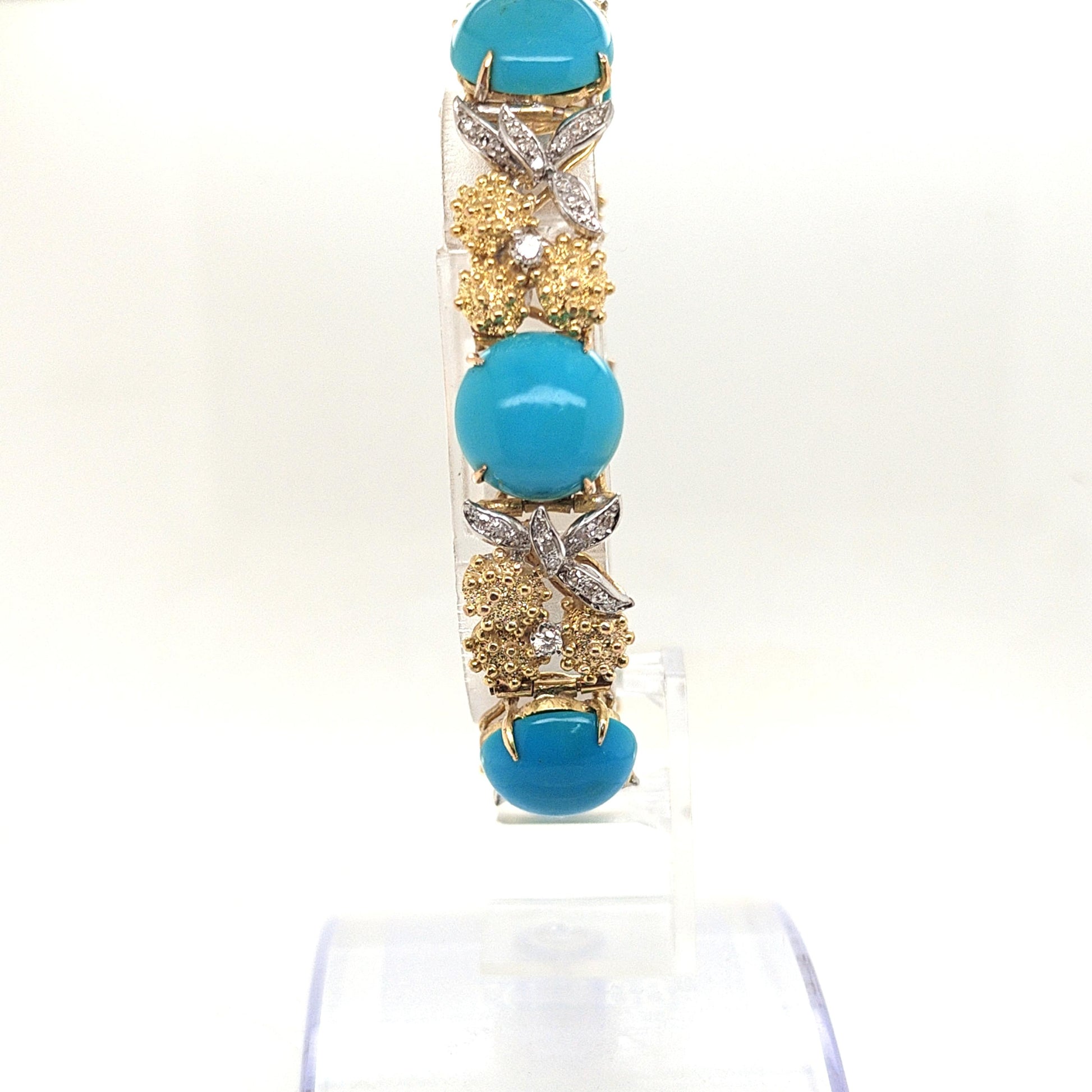 TURQUOISE AND DIAMOND BRACELET YELLOW AND WHITE GOLD