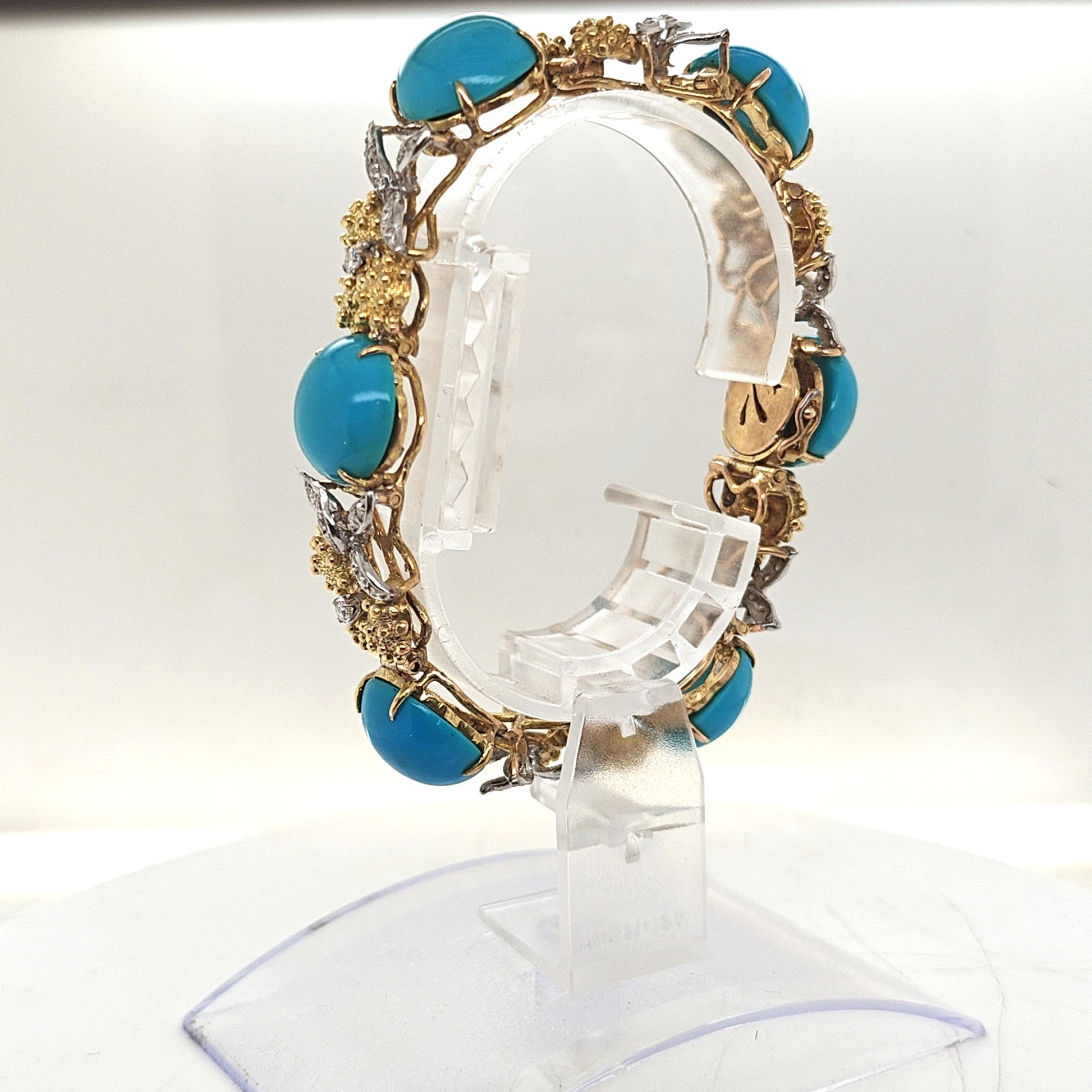 TURQUOISE AND DIAMOND BRACELET YELLOW AND WHITE GOLD