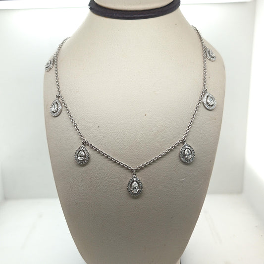 DIAMOND PEAR SHAPE DANGLE NECKLACE 2.45CTW WHITE GOLD
