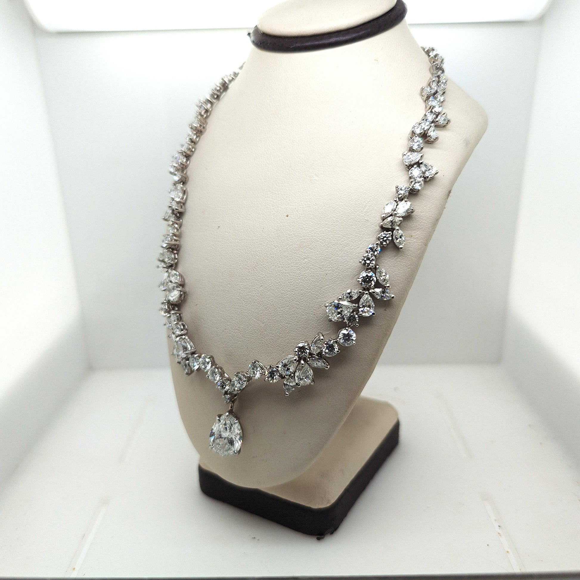 CUSTOM DIAMOND NECKLACE 16.52CTW REMOVABLE DROP PEAR DIAMOND PLATINUM AND GOLD