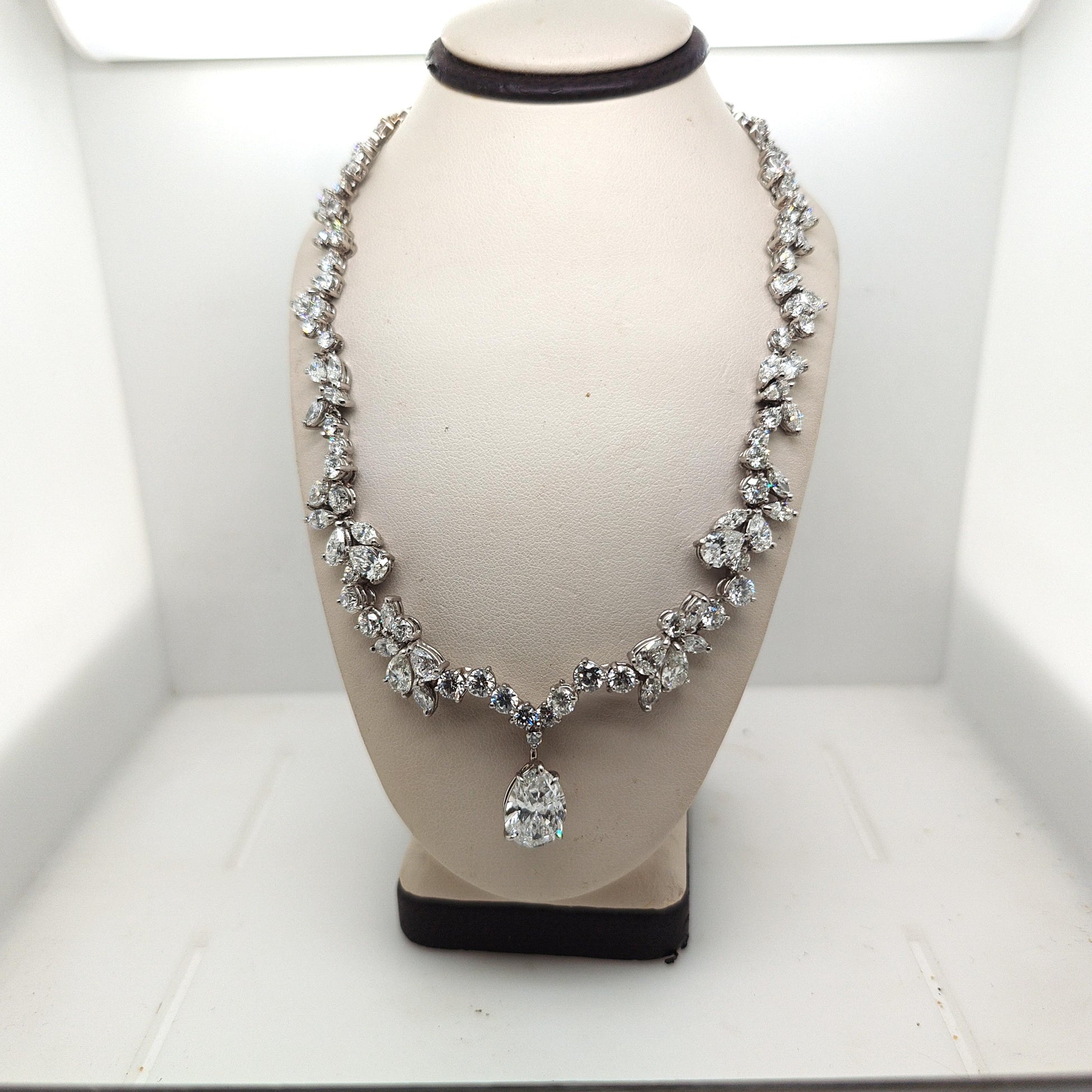 CUSTOM DIAMOND NECKLACE 16.52CTW REMOVABLE DROP PEAR DIAMOND PLATINUM AND GOLD