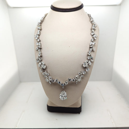 CUSTOM DIAMOND NECKLACE 16.52CTW REMOVABLE DROP PEAR DIAMOND PLATINUM AND GOLD