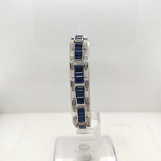 SAPPHIRE AND DIAMOND BRACELET WHITE GOLD