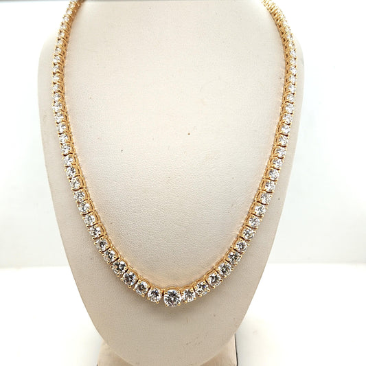 DIAMOND GRADUATED TENNIS NECKLACE 15.10CTW YELLOW GOLD